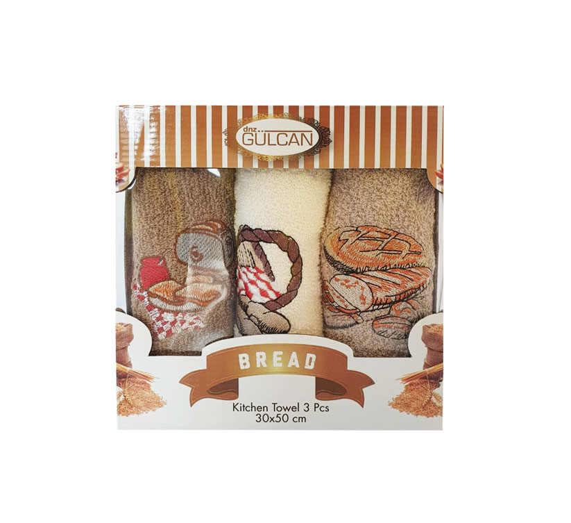 д/кухни Набор Полотенец 30х50х3шт Махра 100%хлопок GULCAN Хлеб