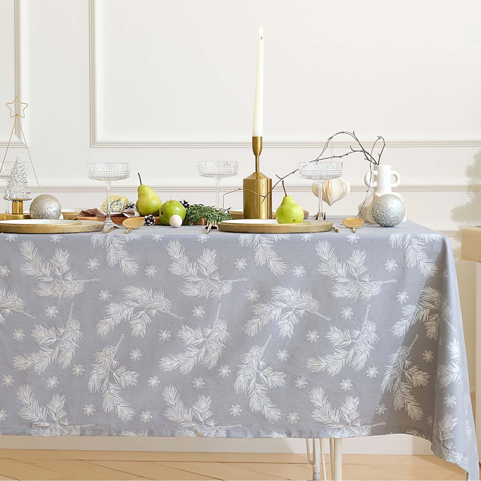 НГ Дорожка 40*147 Саржа 100% хлопок Этель Серебряные ветки