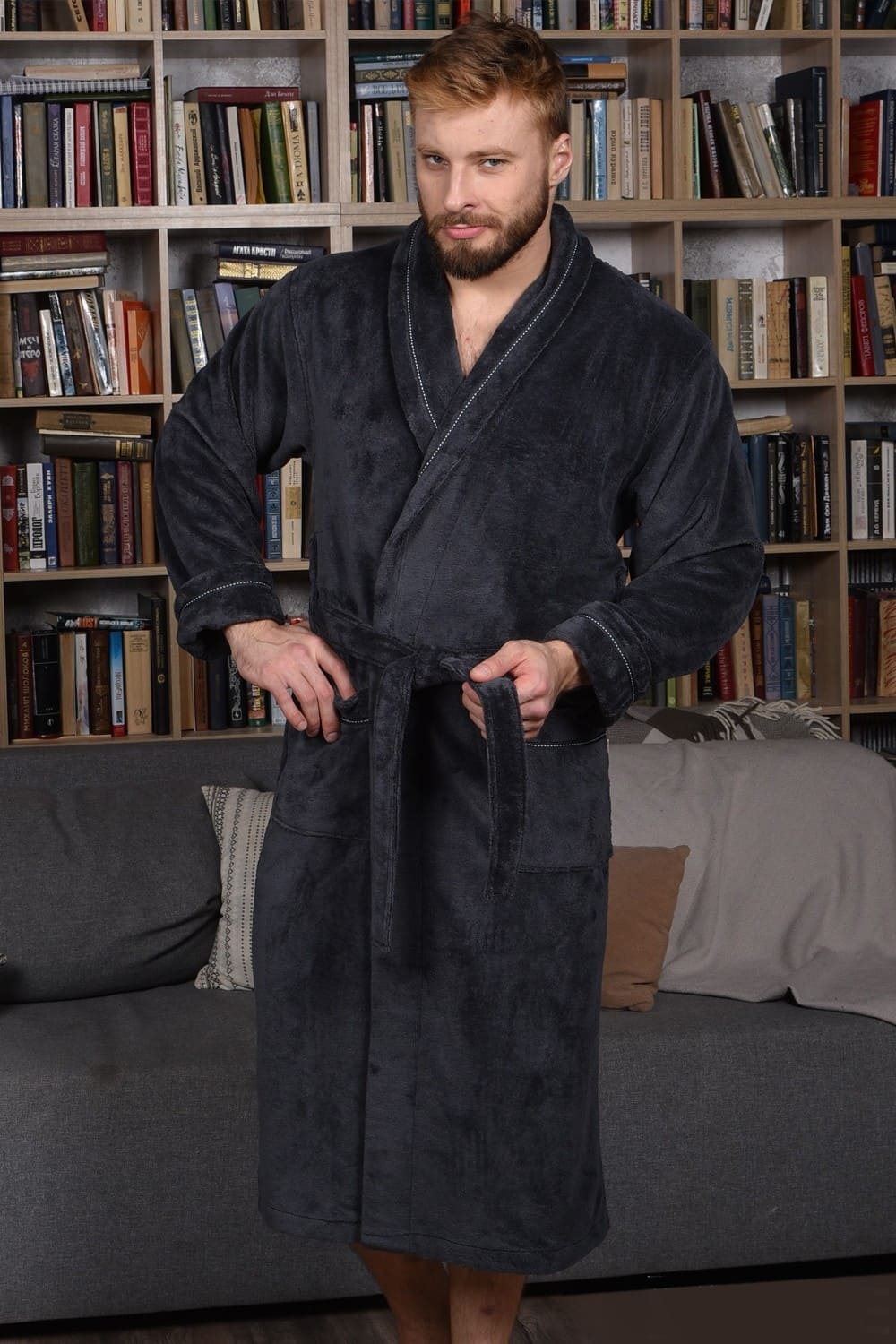 Халат мужской БАМБУК велюровый DANIEL цвет Антрацит