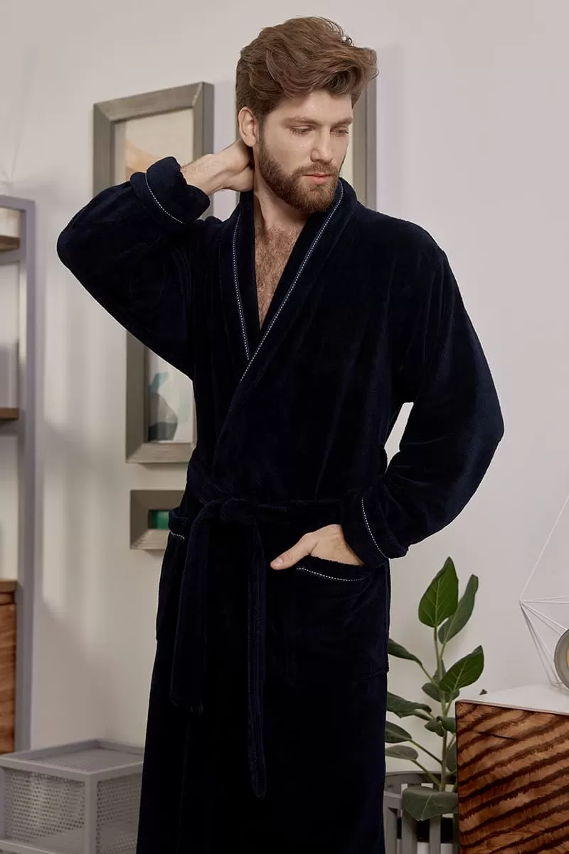 Халат мужской БАМБУК велюровый DANIEL цвет Синий