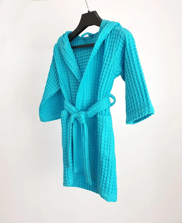 Халат детский хлопок вафельный с капюшоном Бохо цвет Орео