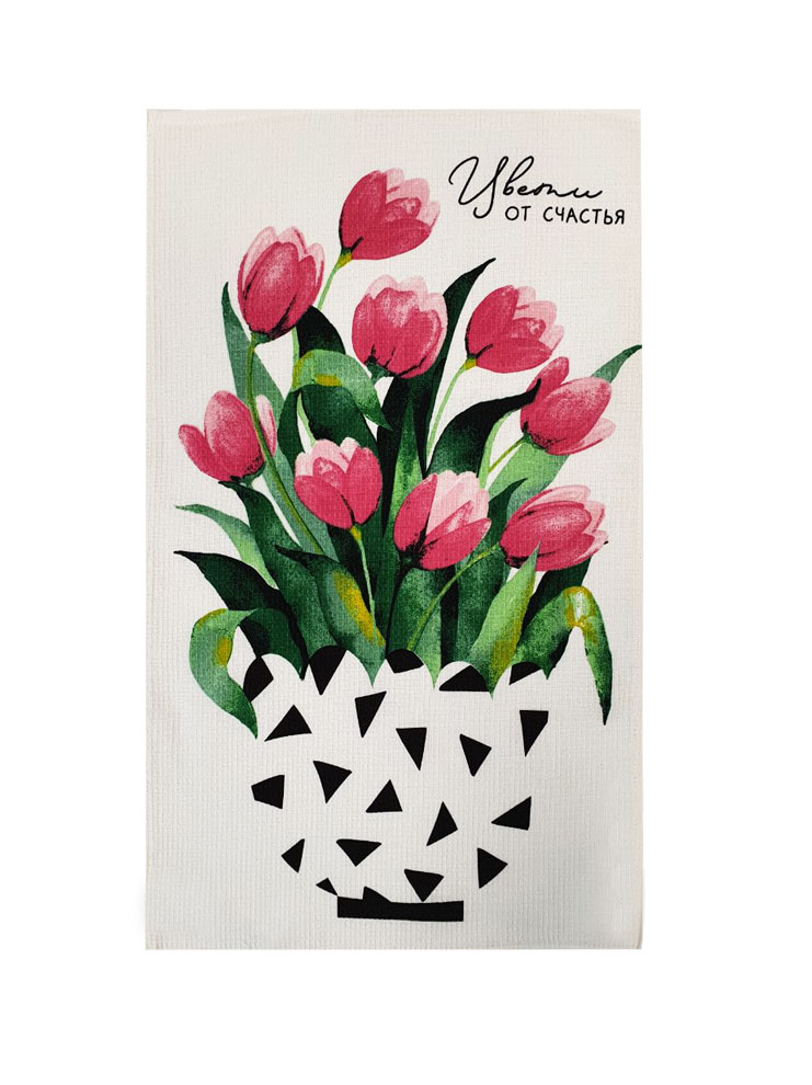 Полотенце д/Кухни 35х60 100% хлопок Доляна Цвети от счастья