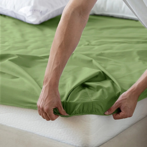 Простыня на резинке САТИН 100% хлопок Ecotex, кашмир