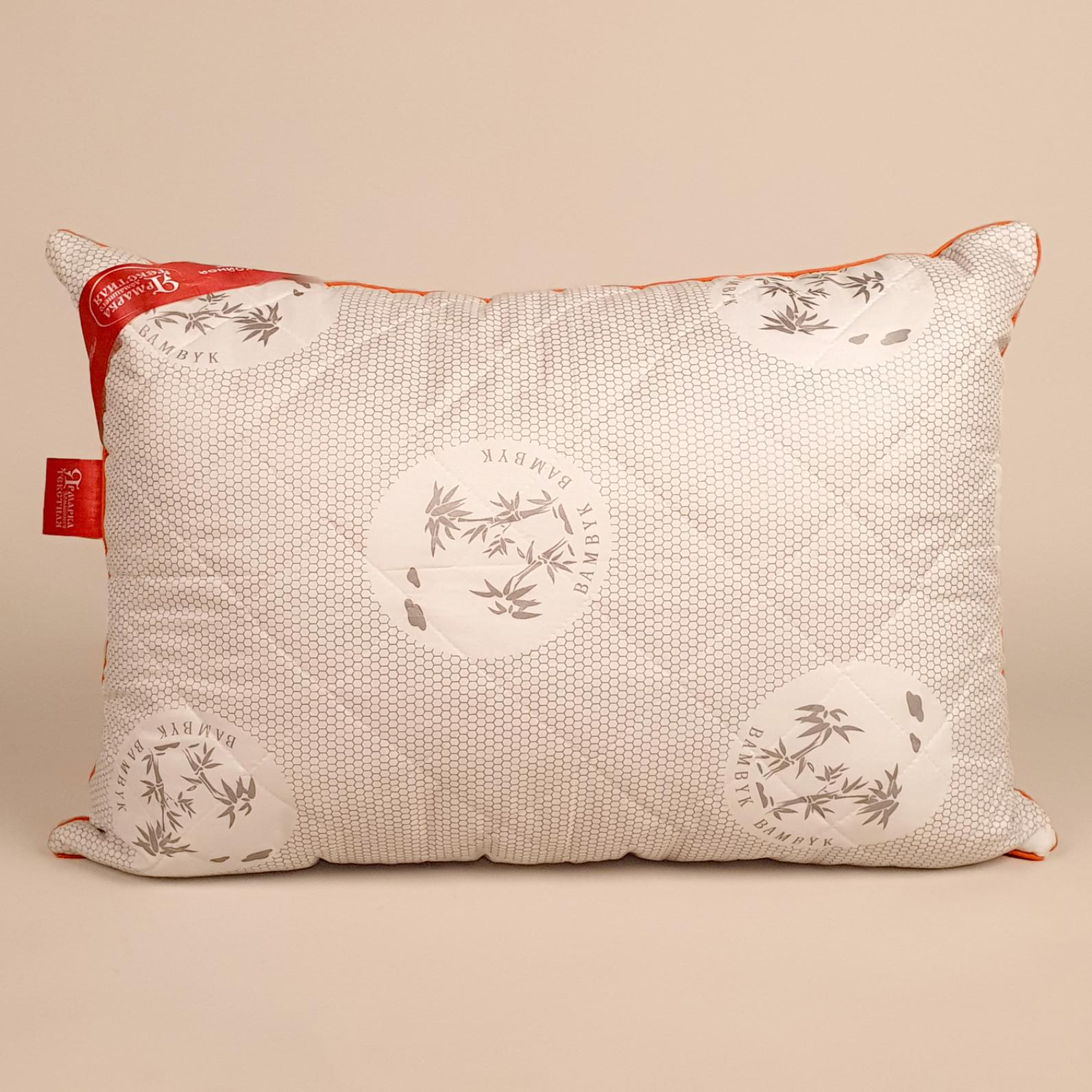 Подушка бамбук, средней жесткости, 2-й чехол стеганый тик полиэстер