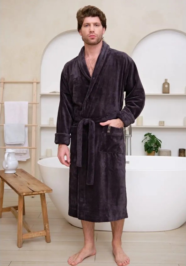Халат мужской БАМБУК велюровый OLIVER цвет Антрацит