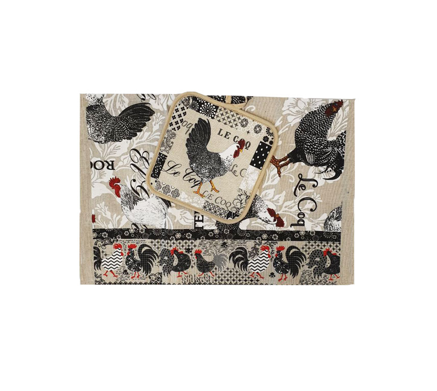 Кухонный набор полотенце 45*60+ прихватка 18*18 Петушки НК-71