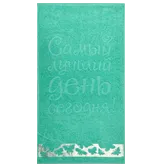 Полотенце махровое хлопок "Бабочки" мятный