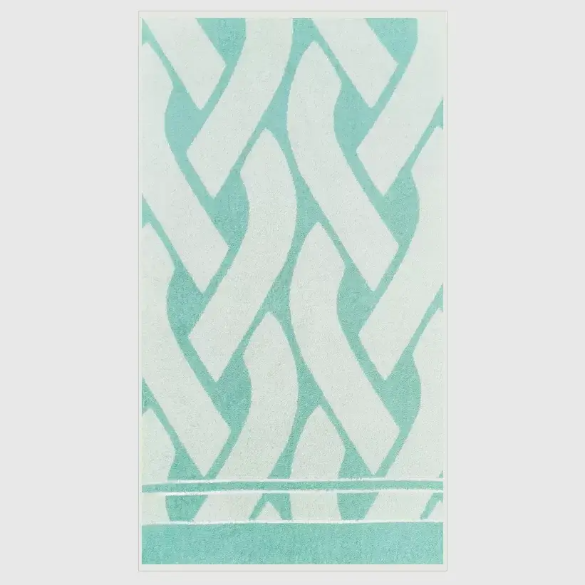 Полотенце Махровое хлопок "Косы" мятный/молочный