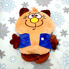 Подушка "Кот в жилетке" иск. мех 47*48