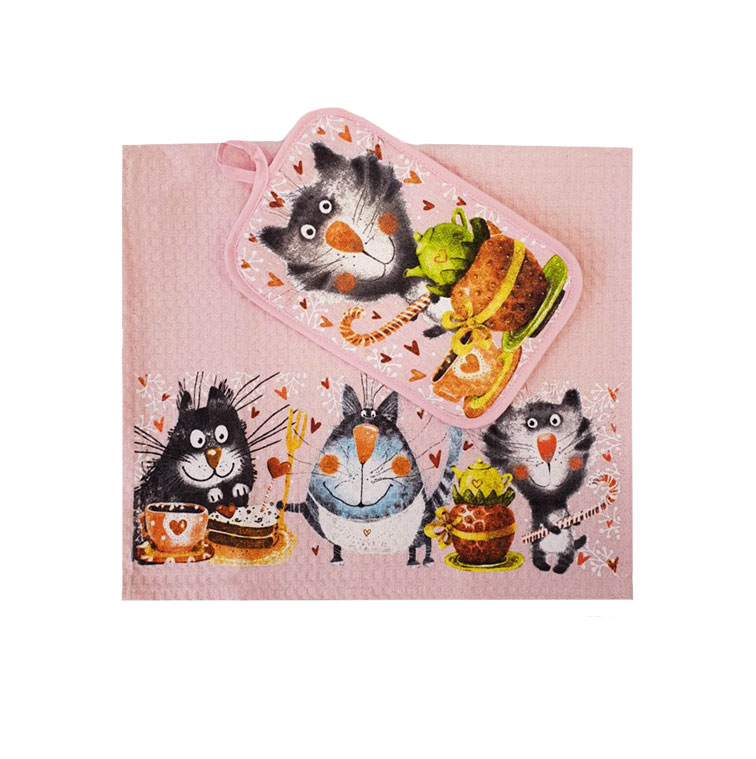 Кухонный набор полотенце 35*60+ прихватка 14*22 Коты БВ-71