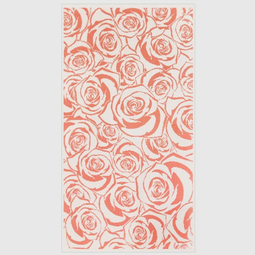 Полотенце Махровое хлопок "Розы" лососевый