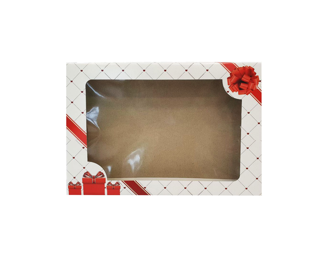 Коробка подарочная 300х200х30 с окном Поздравляю! красная