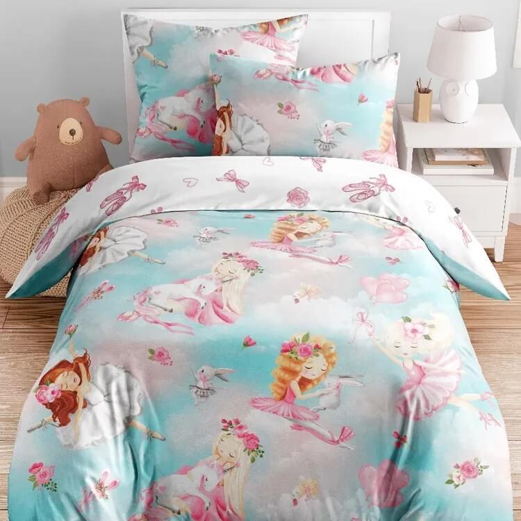 КПБ 1.5сп ПОПЛИН ДЕТский нав.70*70*1 100% хлопок Василёк Балерины 500285/1