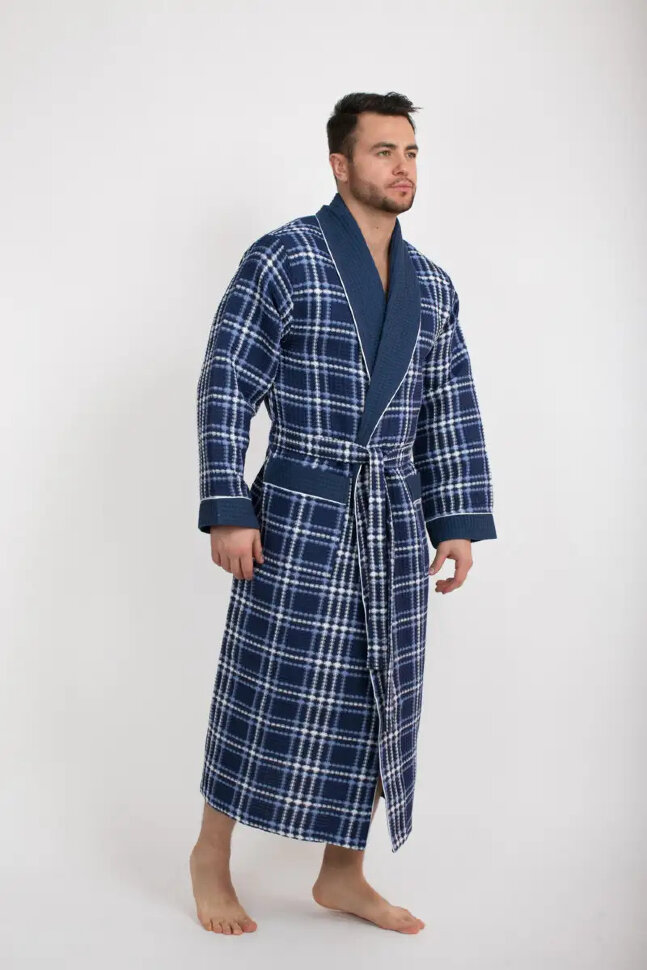 Халат мужской Хлопок вафельный DAVID цвет Синий