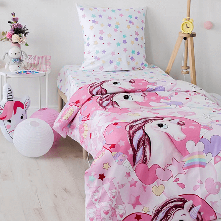 КПБ 1.5сп БЯЗЬ ДЕТский нав.70*70*1 100% хлопок Василёк Единорог 7840/1