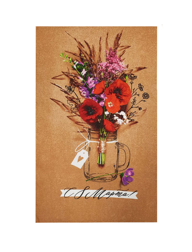 Полотенце д/Кухни 35х60 100% хлопок Доляна С 8 Марта роза