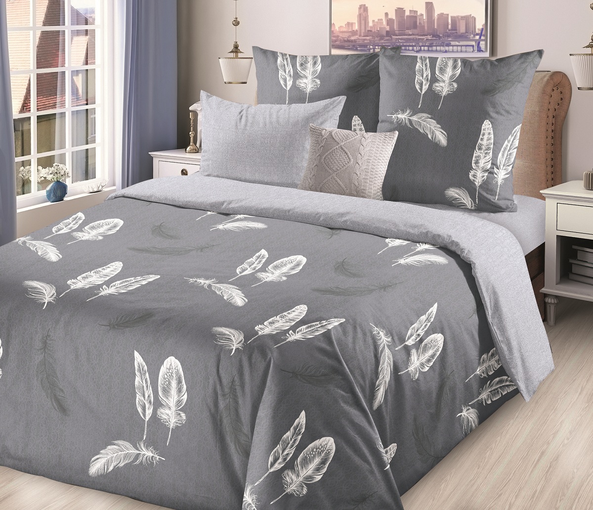 КПБ Евро ПОПЛИН нав.70*70*2 100% хлопок "Лидертекс" Дуновение