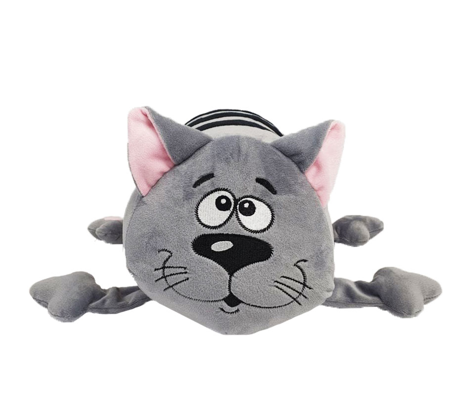 Подушка-валик "Кот" мех вышивка  