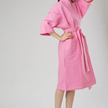 Халат женский ХЛОПОК вафельный КИМОНО цвет Лотос